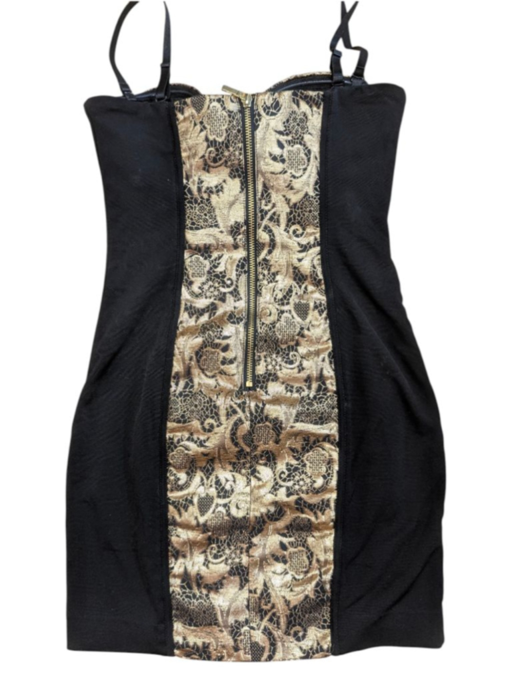 bebe Black & Gold Convertible Strapless Bodycon Dress XXS - Picture 3 of 14